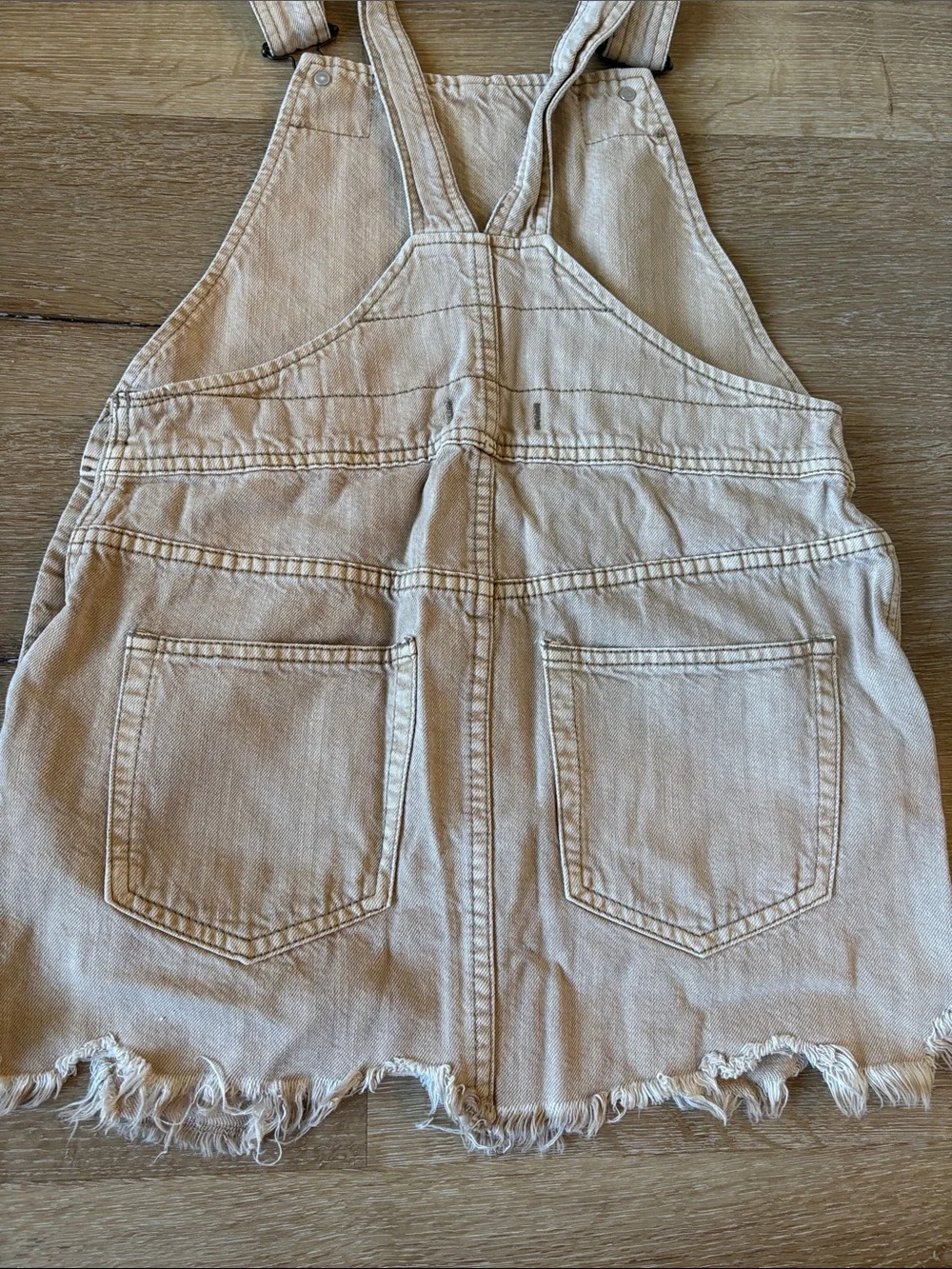 Free People Tan Denim Overall Dress